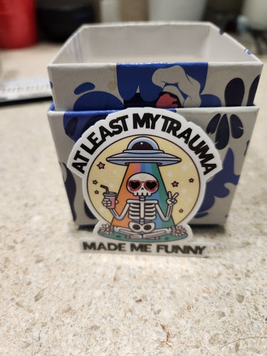 At Least My Trauma Made Me Funny Skeleton Sticker - Sticker - Charm and Char